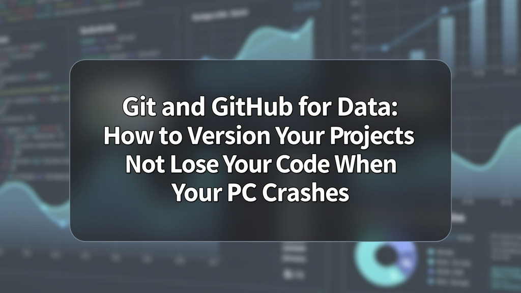 Git and GitHub for Data: How to Version Your Projects and Not Lose Your Code When Your PC Crashes